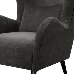 Fauteuil Pillig Fluweel - Donkergrijs - Met hocker