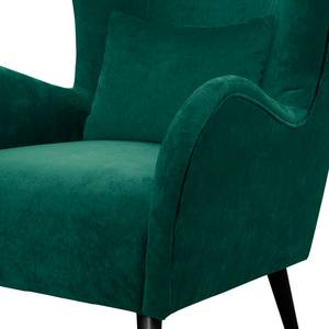 Fauteuil Pillig Fluweel - Antiek groen - Met hocker