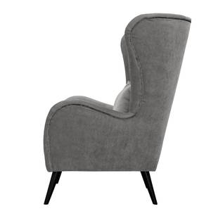 Fauteuil Pillig Fluweel - Lichtgrijs - Met hocker