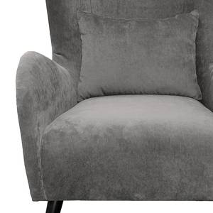 Fauteuil Pillig Fluweel - Lichtgrijs - Met hocker