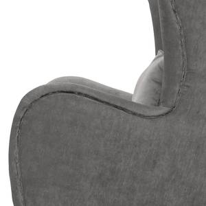 Fauteuil Pillig Velours - Gris clair - Avec repose-pieds