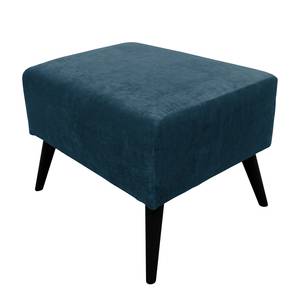 Fauteuil Pillig Velours - Bleu marine - Avec repose-pieds