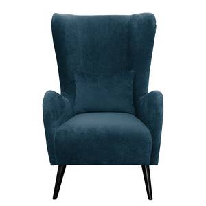 Fauteuil Pillig Velours - Bleu marine - Avec repose-pieds