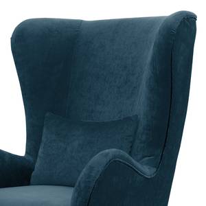 Fauteuil Pillig Velours - Bleu marine - Avec repose-pieds