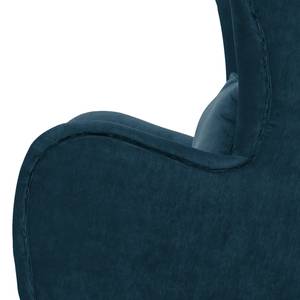 Fauteuil Pillig Velours - Bleu marine - Avec repose-pieds