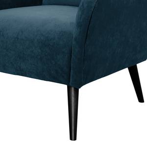 Fauteuil Pillig Fluweel - Marineblauw - Met hocker