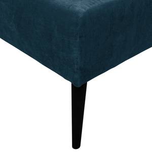 Fauteuil Pillig Velours - Bleu marine - Avec repose-pieds