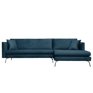 Ecksofa Saire Samt - Marineblau - Longchair davorstehend rechts