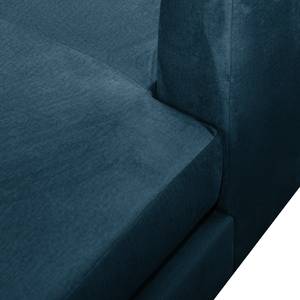 Canapé d’angle Saire Velours - Bleu marine - Méridienne courte à droite (vue de face)