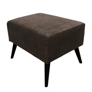 Fauteuil Pillig Fluweel - Donkerbruin - Met hocker