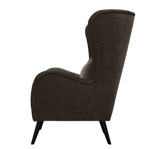 Fauteuil Pillig Fluweel - Donkerbruin - Met hocker