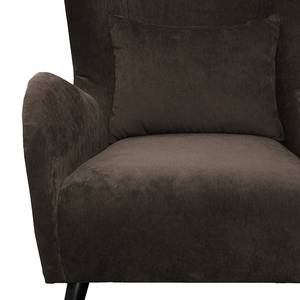 Fauteuil Pillig Velours - Marron foncé - Avec repose-pieds