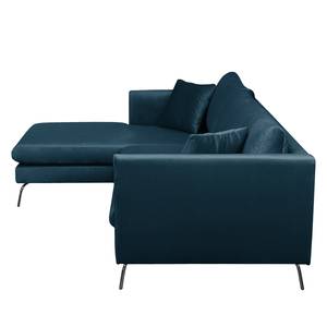 Hoekbank Saire Fluweel - Marineblauw - Longchair vooraanzicht links