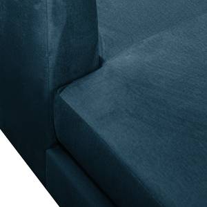 Canapé d’angle Saire Velours - Bleu marine - Méridienne courte à gauche (vue de face)