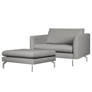 Fauteuil Kayena Tissage à plat - Tissu Inas: Gris platine - Chrome brillant - Avec repose-pieds