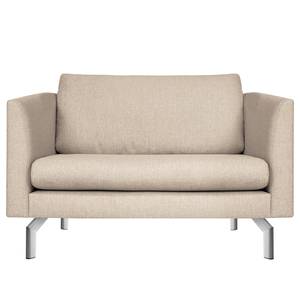 Fauteuil Kayena Vlakweefsel - Geweven stof Inas: Cappuccino - Chroomkleurig glanzend - Met hocker