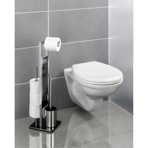WC-Garnitur Rivalta Edelstahl rostfrei / Glas - Silber / Schwarz - Silber / Schwarz