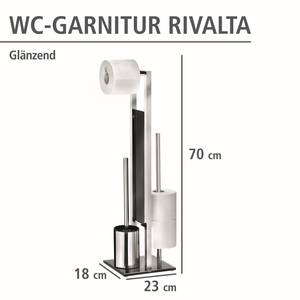 WC-Garnitur Rivalta Edelstahl rostfrei / Glas - Silber / Schwarz - Silber / Schwarz