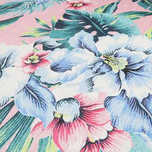 Laagpolig vloerkleed Tropical Orchid geweven stof - roze/groen - 80 x 150 cm