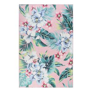 Kurzflorteppich Tropical Orchid Webstoff - Rosa / Grün - 120 x 170 cm