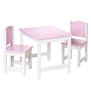Kinder-tafelgroep Ticaa I gelakt massief grenenhout - roze
