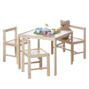 Table, banc et chaises enfant Ticaa II Pin massif verni - Pin