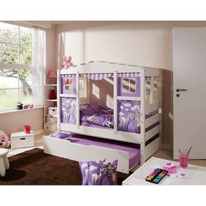 Lit cabane Mini Prinzessin VII Pin massif verni - Blanc