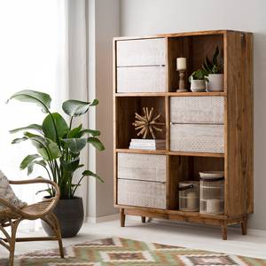 Highboard Buuda massief acaciahout - ecrukleurig/acaciahout