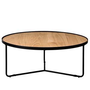 Table basse Permet Placage en bois véritable - Chêne / Noir - Diamètre : 100 cm