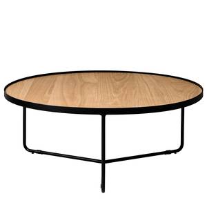 Tavolino da salotto Permet Impiallacciato - Quercia / Nero - Diametro: 100 cm