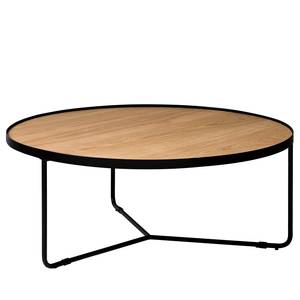 Table basse Permet Placage en bois véritable - Chêne / Noir - Diamètre : 100 cm