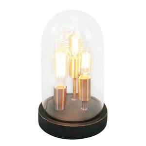 Tafellamp Indus transparant glas/hout - 3 lichtbronnen