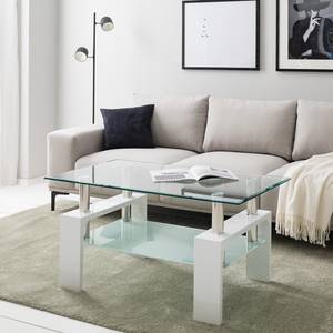 Table basse Glassy Verre - Blanc brillant