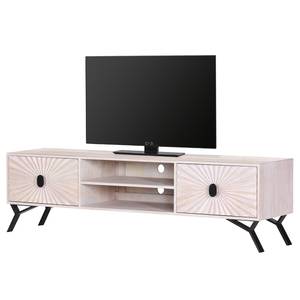 Tv-meubel Moniz massief mangohout/metaal - wit mangohout/zwart