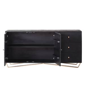 Sideboard Towe Akazie massiv / Metall - Schwarz / Gold