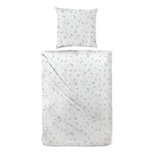 Parure de lit Crepe Rose Coton - Blanc / Vert - 155 x 220 cm + oreiller 80 x 80 cm