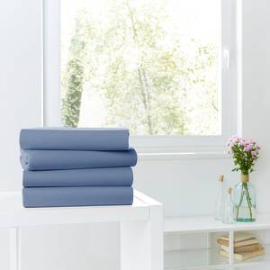 Bio-Mako-Feinjersey-Spannbetttuch Baumwollstoff - Blau - 160 x 200 cm