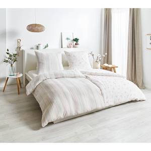 Beddengoed Crepe Stripes katoen - Wit/roze - 135x200cm + kussen 80x80cm