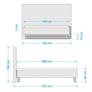 Gestoffeerd bed Balvano Blauw grijs - 140 x 200cm