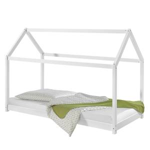 Lit Cabane Pin massif, verni mat - Blanc - 90 x 200cm