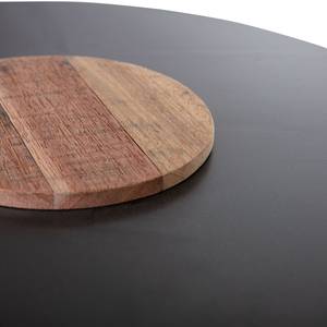 Bijzettafel Fylo metaal/massief oud hout - zwart - Hoogte: 51 cm