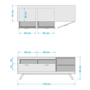 Tv-meubel Coulogne II balkeneikenhouten look/antracietkleurig - Breedte: 179 cm