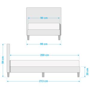 Gestoffeerd bed Drove Heldergrijs - 90 x 200cm