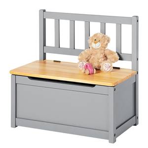 Banc coffre pour enfants Fenna, gris Pin massif / MDF (panneau de fibres à densité moyenne) - Gris