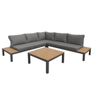 Set divano Quid II (4 pezzi) Polywood/Tessuto - Antracite/Rovere