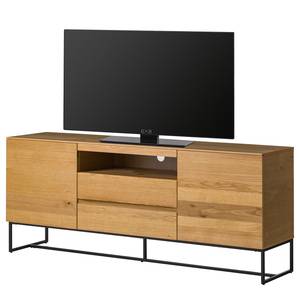 Meuble TV Nozza I Placage en bois véritable - Chêne / Noir