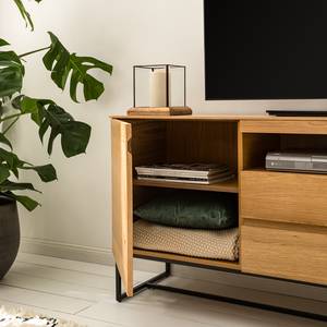 Tv-meubel Nozza I fineerlaag van echt hout - eikenhout/zwart