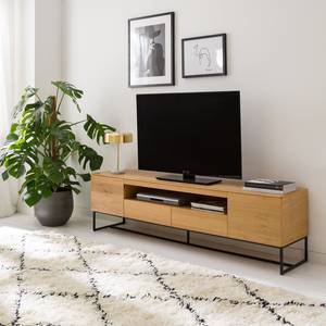 Tv-meubel Nozza II fineerlaag van echt hout - eikenhout/zwart