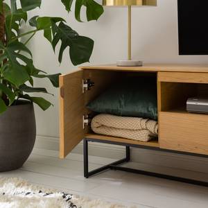 Tv-meubel Nozza II fineerlaag van echt hout - eikenhout/zwart