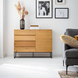 Commode Nozza Placage en bois véritable - Chêne / Noir